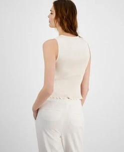 Bar III Women's Sleeveless Ribbed Cropped Keyhole-Cutout Sweater, Created For Macy's -Anne Klein Sales Store 23358918 fpx