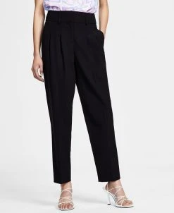 Bar III Women's Bi-Stretch Pleated Straight-Leg Ankle Pants, Created For Macy's