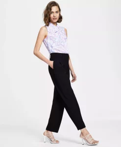 Bar III Women's Bi-Stretch Pleated Straight-Leg Ankle Pants, Created For Macy's 9 Bar III Women's Bi-Stretch Pleated Straight-Leg Ankle Pants, Created For Macy's -Anne Klein Sales Store 23358939 fpx