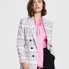 Bar III Women's Plaid Open-Front Faux-Double-Breasted Blazer, Created For Macy's