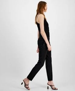 Bar III Women's Button-Detail Mid-Rise Straight-Leg Pants, Created For Macy's -Anne Klein Sales Store 23359027 fpx