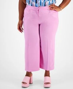 Bar III Plus Size Crepe Straight-Leg Ankle Pants, Created For Macy's