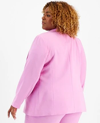 Bar III Plus Size Notched Collar Textured Crepe Jacket, Created For Macy's 2 Bar III Plus Size Notched Collar Textured Crepe Jacket, Created For Macy's - Image 2
