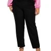 Bar III Plus Size Button-Detail Straight-Leg Pull-On Pants, Created For Macy's