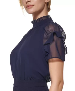 Vince Camuto Women's Ruffled Mixed-Media Jumpsuit -Anne Klein Sales Store 23360594 fpx