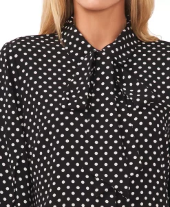 CeCe Women's Polka Dot Bow-Neck Button-Front Top -Anne Klein Sales Store 23360610 fpx