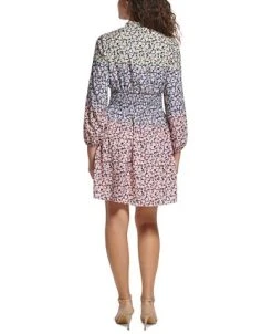 Vince Camuto Women's Mixed-Print Smocked-Waist Dress 6 Vince Camuto Women's Mixed-Print Smocked-Waist Dress -Anne Klein Sales Store 23360645 fpx