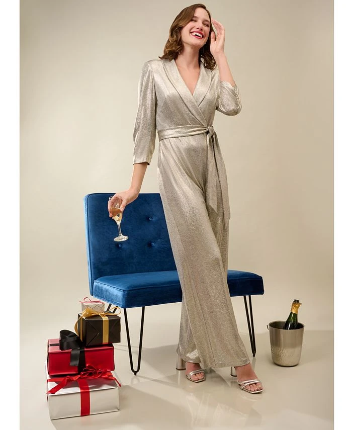 Adrianna Papell Women's Metallic Wide-Leg Jumpsuit 1 Adrianna Papell Women's Metallic Wide-Leg Jumpsuit