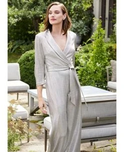 Adrianna Papell Women's Metallic Wide-Leg Jumpsuit 14 Adrianna Papell Women's Metallic Wide-Leg Jumpsuit -Anne Klein Sales Store 23378097 fpx