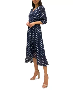 Sam Edelman Women's Polka-Dot Faux-Wrap Dress -Anne Klein Sales Store 23379065 fpx