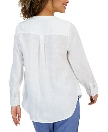 Charter Club Women's Linen Split-Neck Tunic, Created For Macy's 2 Charter Club Women's Linen Split-Neck Tunic, Created For Macy's - Image 2