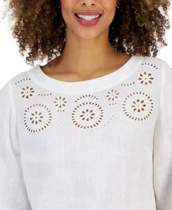 Charter Club Women's Linen Embroidered Top, Created For Macy's 7 Charter Club Women's Linen Embroidered Top, Created For Macy's -Anne Klein Sales Store 23379617 fpx