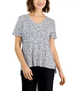 Alfani Women's Printed V-Neck T-Shirt, Created For Macy's