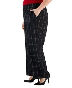 Kasper Plus Size Mid-Rise Pull-On Plaid Pants -Anne Klein Sales Store 23387364 fpx