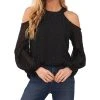 CeCe Women's Lurex Clip Dot Cold Shoulder Blouse