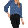CeCe Women's Soft Texture V-neck Button Front Blouse