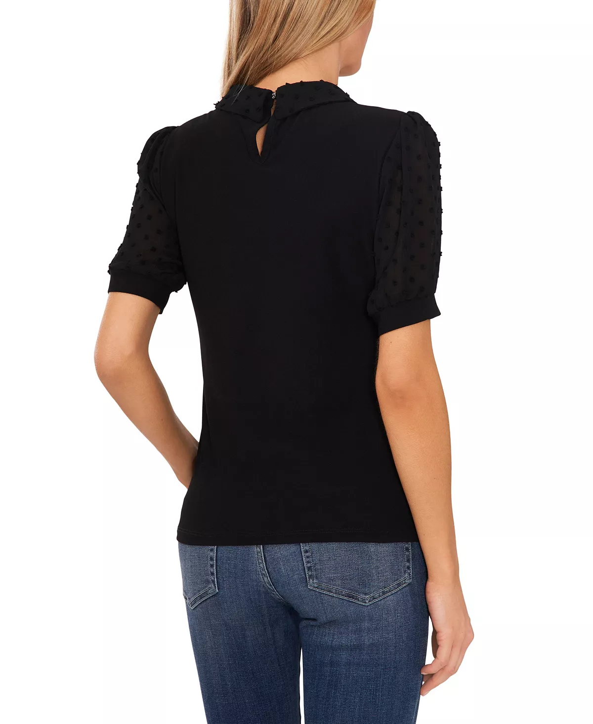 CeCe Women's Clip Dot Short Sleeve Collared Top 2 CeCe Women's Clip Dot Short Sleeve Collared Top - Image 2