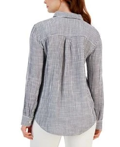 Style & Co Women's Perfect Striped Cotton Button-Up Shirt, Created For Macy's -Anne Klein Sales Store 23411751 fpx