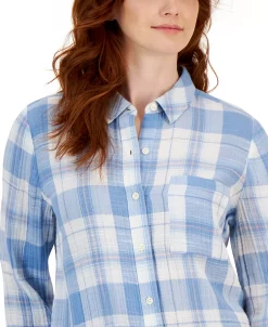 Style & Co Women's Plaid Cotton Button-Up Shirt, Created For Macy's -Anne Klein Sales Store 23411852 fpx