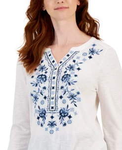 Style & Co Women's Cotton Embroidered Shirt, Created For Macy's -Anne Klein Sales Store 23412083 fpx
