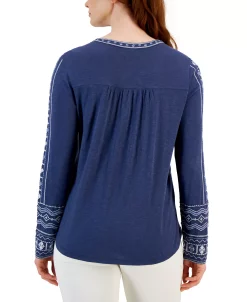 Style & Co Women's Cotton Embroidered Shirt, Created For Macy's -Anne Klein Sales Store 23412166 fpx