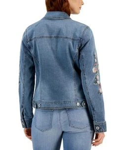 Style & Co Women's Embroidered Denim Jacket, Created For Macy's -Anne Klein Sales Store 23412335 fpx