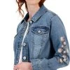 Style & Co Women's Embroidered Denim Jacket, Created For Macy's