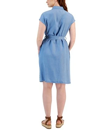 Style & Co Women's Tie-Waist Short-Sleeve Denim Shirtdress, Created For Macy's 2 Style & Co Women's Tie-Waist Short-Sleeve Denim Shirtdress, Created For Macy's - Image 2