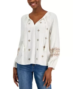 Style & Co Women's Drapey Embroidered Long-Sleeve Top, Created For Macy's 13 Style & Co Women's Drapey Embroidered Long-Sleeve Top, Created For Macy's -Anne Klein Sales Store 23412370 fpx