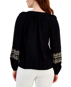 Style & Co Women's Drapey Embroidered Long-Sleeve Top, Created For Macy's 12 Style & Co Women's Drapey Embroidered Long-Sleeve Top, Created For Macy's -Anne Klein Sales Store 23412373 fpx