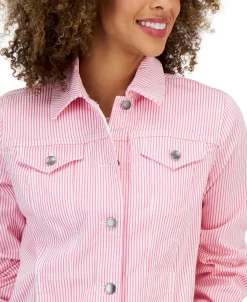 Charter Club Women's Striped Denim Trucker Jacket, Created For Macy's -Anne Klein Sales Store 23431728 fpx