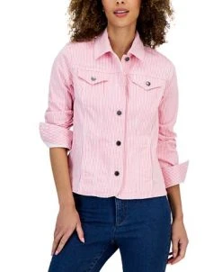 Charter Club Women's Striped Denim Trucker Jacket, Created For Macy's -Anne Klein Sales Store 23431729 fpx