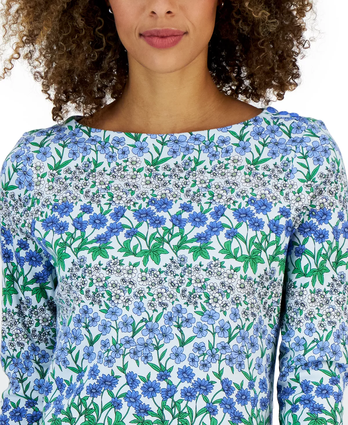 Charter Club Women's Mixed-Print Boat-Neck 3/4-Sleeve Top, Created For Macy's 2 Charter Club Women's Mixed-Print Boat-Neck 3/4-Sleeve Top, Created For Macy's - Image 2