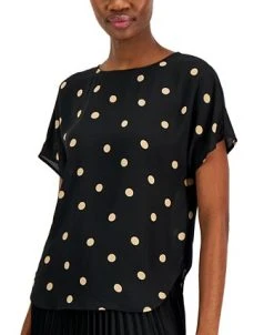 Anne Klein Polka-Dot Boat-Neck Blouse -Anne Klein Sales Store 23440849 fpx