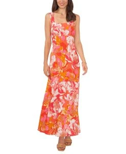 Vince Camuto Women's Printed Sleeveless Tiered Maxi Dress