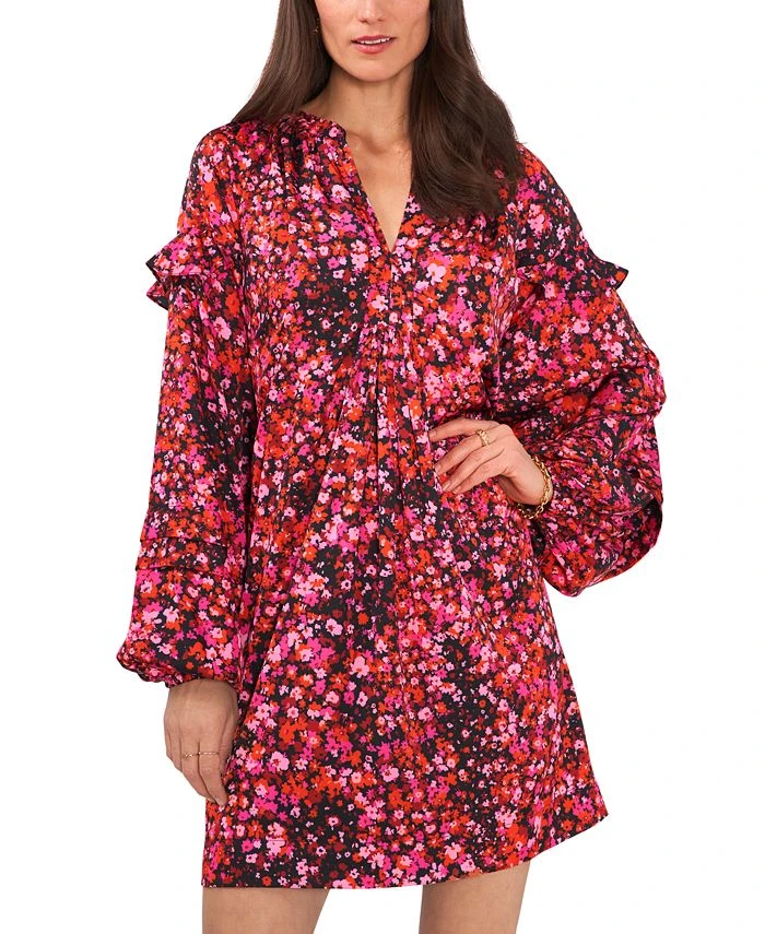 Vince Camuto Women's Pleated Ruffled Blouson-Sleeve Dress 1 Vince Camuto Women's Pleated Ruffled Blouson-Sleeve Dress