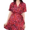 Vince Camuto Women's Floral-Print Collared V-Neck Wrap Dress