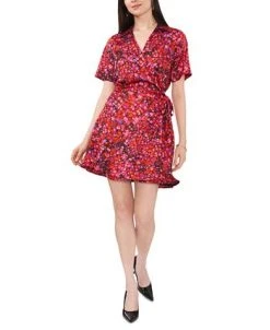 Vince Camuto Women's Floral-Print Collared V-Neck Wrap Dress -Anne Klein Sales Store 23441207 fpx