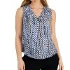 Kasper Women's Printed Sleeveless V-Neck Shell Top