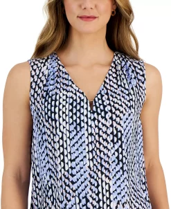 Kasper Women's Printed Sleeveless V-Neck Shell Top -Anne Klein Sales Store 23443224 fpx