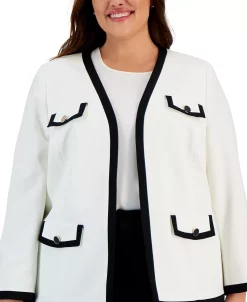 Kasper Plus Size Framed Four-Pocket Jacket 7 Kasper Plus Size Framed Four-Pocket Jacket -Anne Klein Sales Store 23443227 fpx