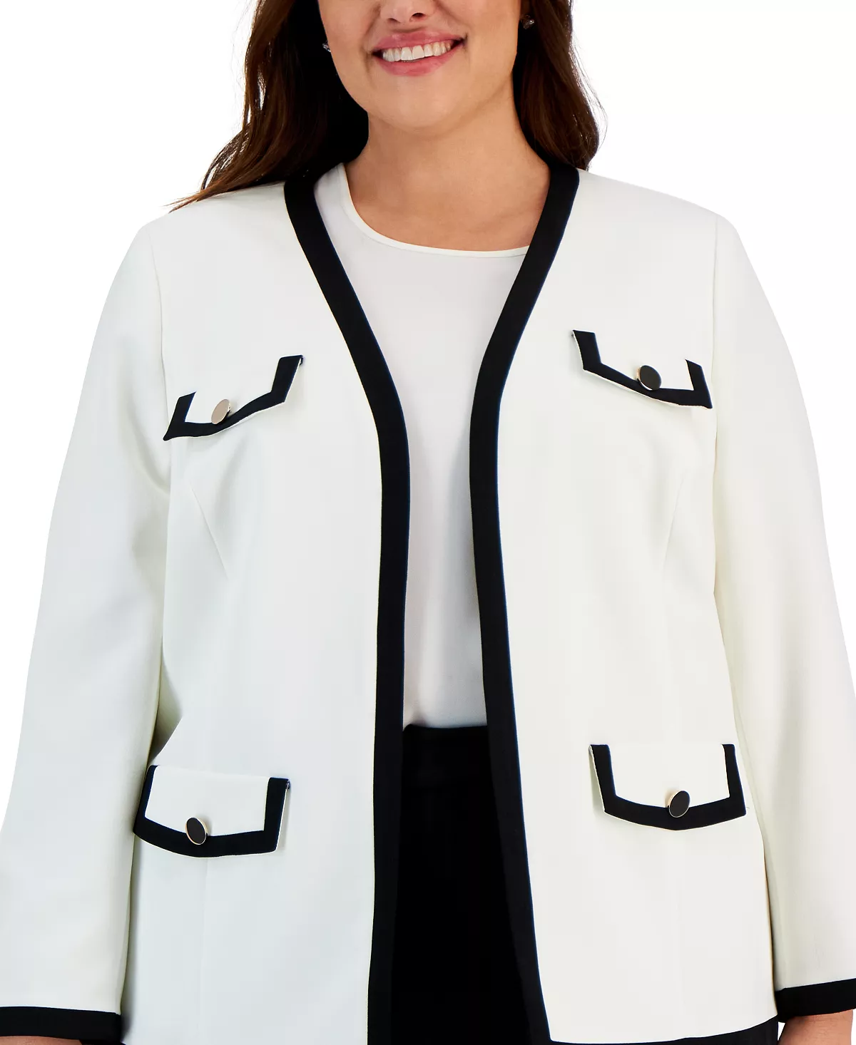 Kasper Plus Size Framed Four-Pocket Jacket 3 Kasper Plus Size Framed Four-Pocket Jacket - Image 3