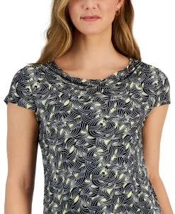 Kasper Women's Geometric-Print Cowlneck Sleeveless Top -Anne Klein Sales Store 23443422 fpx