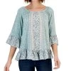 Style & Co Women's Printed On Off Knit Top, Created For Macy's