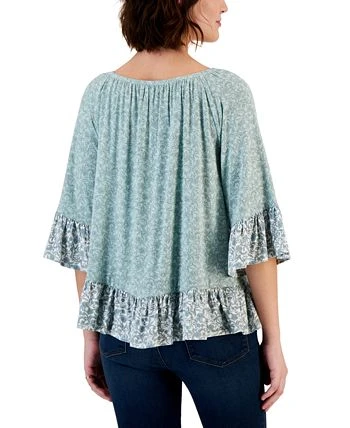 Style & Co Women's Printed On Off Knit Top, Created For Macy's 2 Style & Co Women's Printed On Off Knit Top, Created For Macy's - Image 2