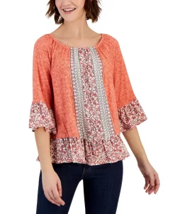 Style & Co Women's Printed On Off Knit Top, Created For Macy's 11 Style & Co Women's Printed On Off Knit Top, Created For Macy's -Anne Klein Sales Store 23444444 fpx