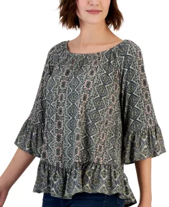 Style & Co Women's Printed On Off Knit Top, Created For Macy's 12 Style & Co Women's Printed On Off Knit Top, Created For Macy's -Anne Klein Sales Store 23444464 fpx