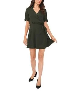 Vince Camuto Women's Collared V-neck Short Sleeve Wrap Dress -Anne Klein Sales Store 23446200 fpx