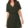 Vince Camuto Women's Collared V-neck Short Sleeve Wrap Dress