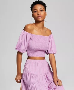 And Now This Women's Smocked Puff Sleeve Top -Anne Klein Sales Store 23454688 fpx